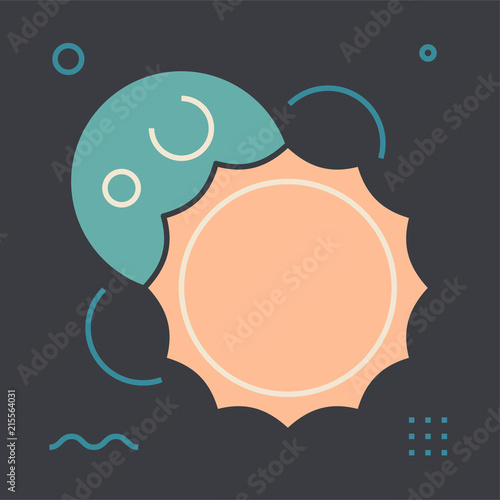 Sun and Moon. Daily routine concept. Unique and creative illustration. Flat design thin line style. Usage for e-mail newsletters, web banners, headers, blog posts, print and more.