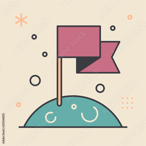 Goal achievement concept. Unique and creative illustration. Flat design thin line style. Usage for e-mail newsletters, web banners, headers, blog posts, print and more.