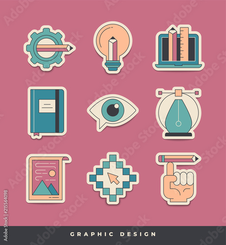 Graphic design stickers. Unique and creative visual metaphors, suitable for wide range of uses.