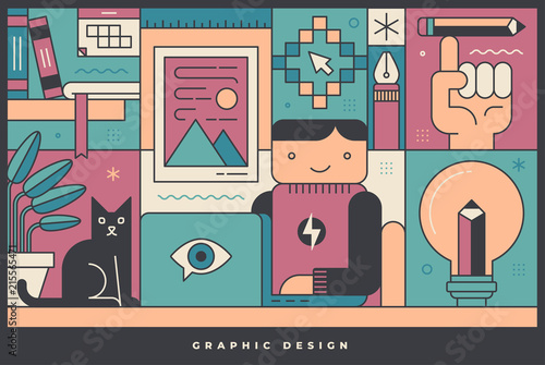 Graphic designer at his desk.