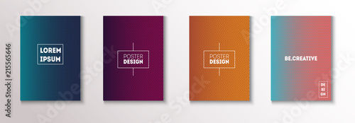 Minimal Covers, Vector Hipster Abstract Brands Design. Magenta, Cyan, Yellow Corporate Identity Blend Tech Halftones. Business Minimal Covers, Cool Retro Ad Music Party Poster Bright Gradient Stripes.