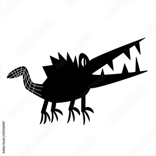 Funny crocodile black silhouette
