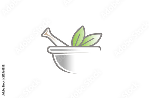 Abstract Herbal Pharmacy Mortar Logo Design Illustration