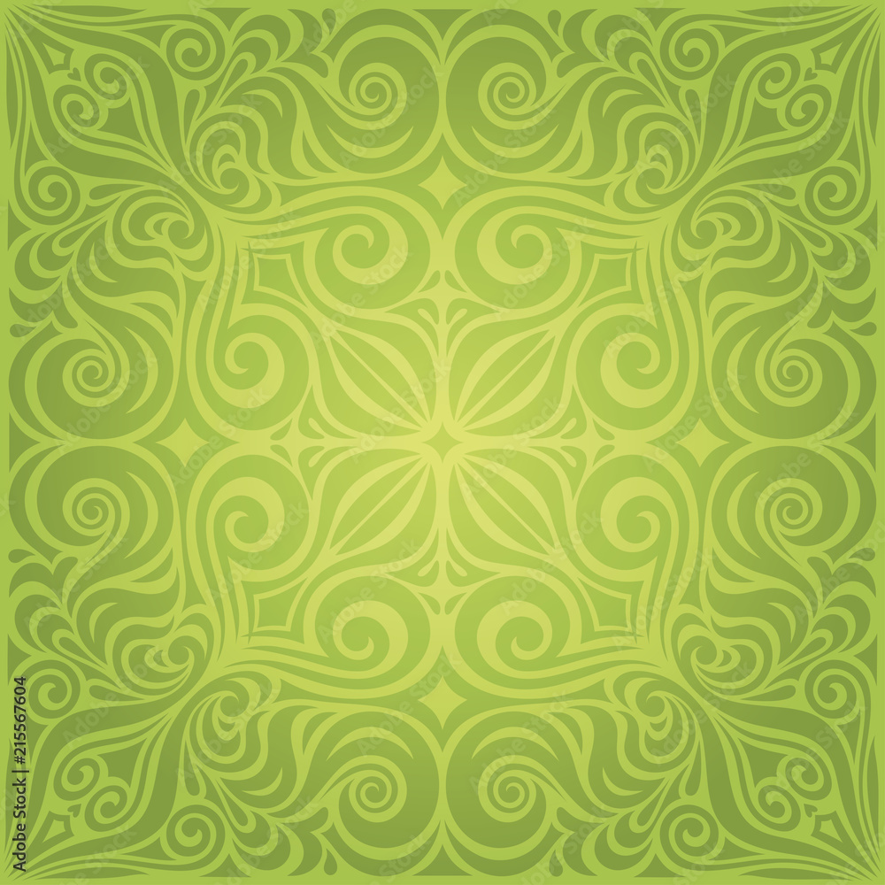 Green Floral Easter Decorative ornate pattern vintage wallpaper vector mandala design backround