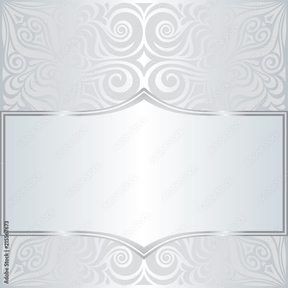 Silver shiny floral vintage pattern wallpaper background mandala design trendy fashion design with copy space