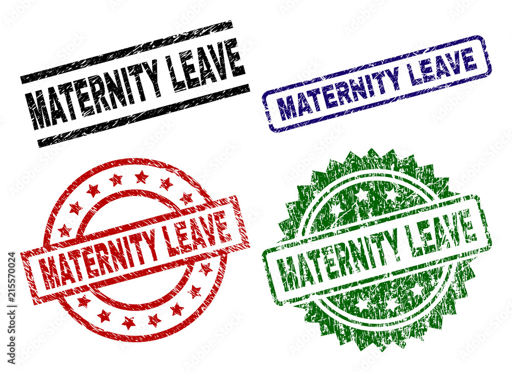 MATERNITY LEAVE seal prints with damaged surface. Black, green,red,blue vector rubber prints of MATERNITY LEAVE label with scratched surface. Rubber seals with round, rectangle, medal shapes. MATERNITY LEAVE seal prints with damaged surface. Black, green,red,blue vector rubber prints of MATERNITY LEAVE label with scratched surface. Rubber seals with round, rectangle, medal shapes.