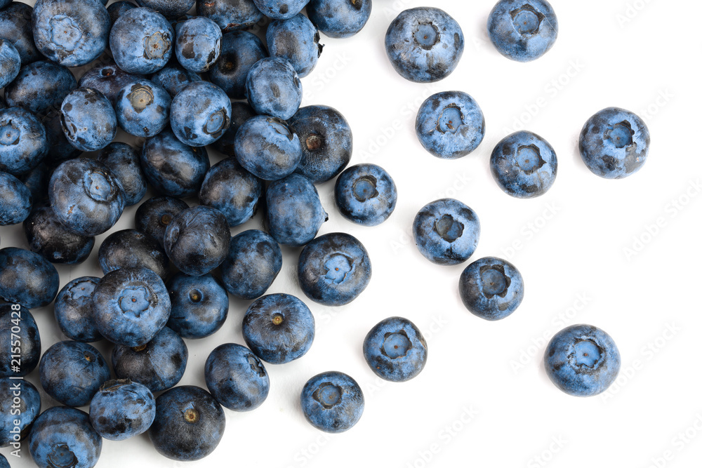 fresh ripe blueberry isolated on white background. Top view. Flat lay pattern fresh ripe blueberry isolated on white background. Top view. Flat lay pattern