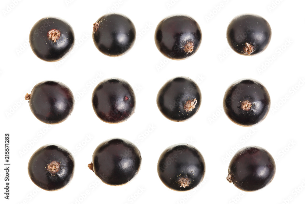 black currant isolated on white background. Top view. Flat lay pattern. Set or collection black currant isolated on white background. Top view. Flat lay pattern. Set or collection