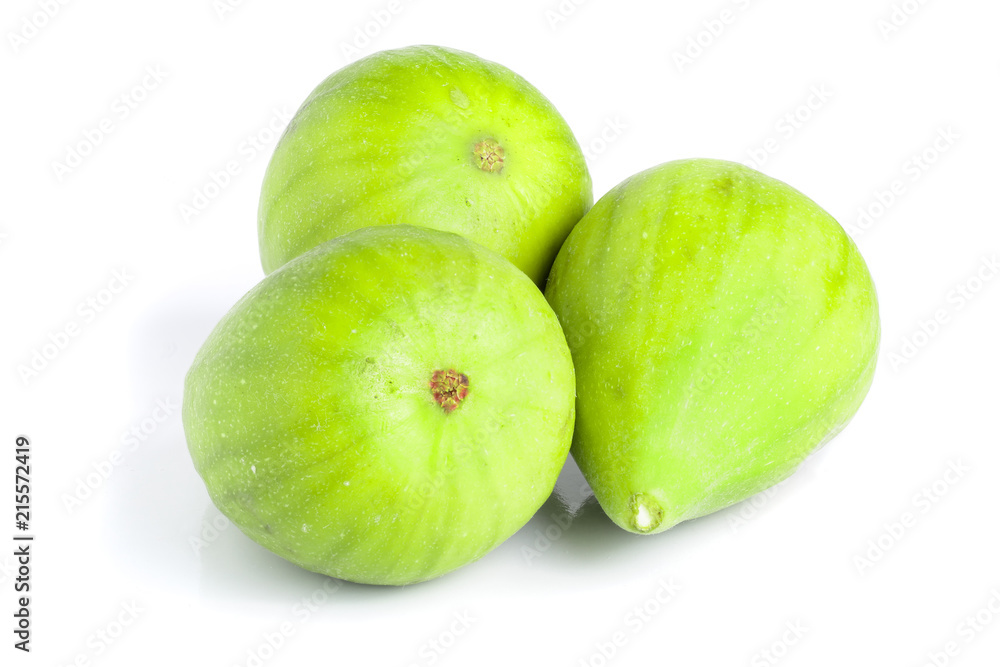 Ripe green fig fruit isolated on white background