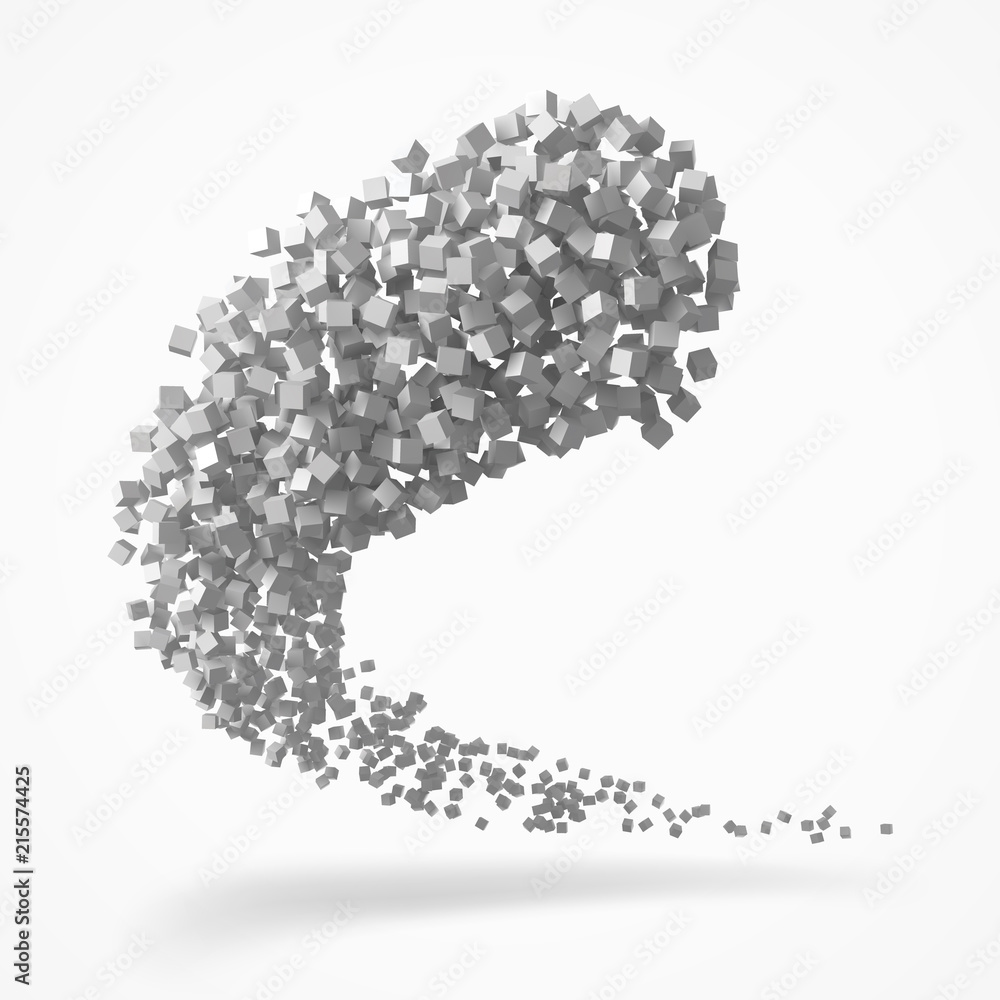 stroke of cubes moving on air. 3d style vector illustration