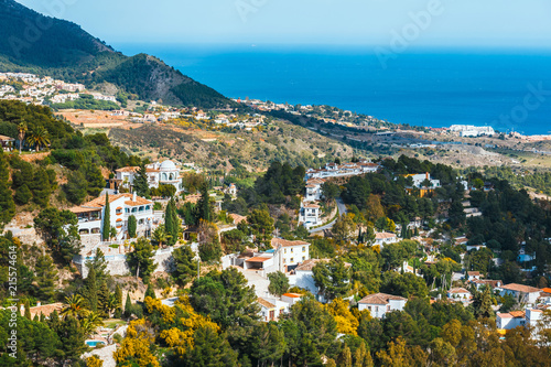Canvas Print view of Mijas village at sunny day, Costa del Sol, Andalusia, Spain