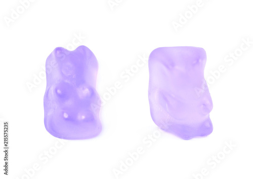 Single gummy bear candy isolated