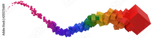 stroke of colorful cubes moving on air. 3d style vector illustration