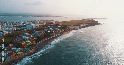 fly by shot of Puerto rico coast. photo