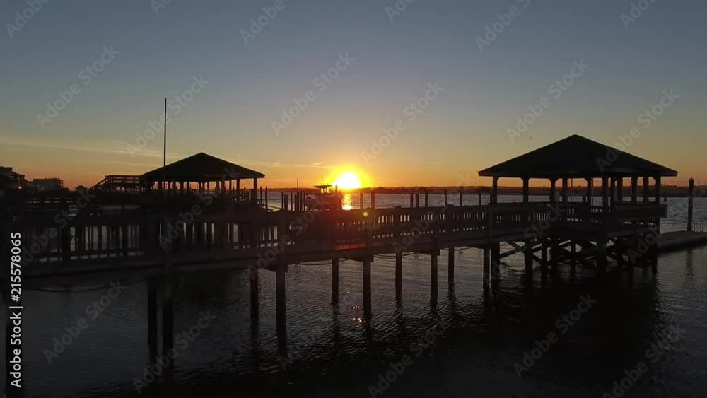 Sunset at a dock in the intracoastal waterway of North Carolina. Sunset at a dock in the intracoastal waterway of North Carolina.