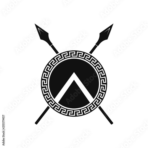 Spartan shield and spears. Vector. Isolated.