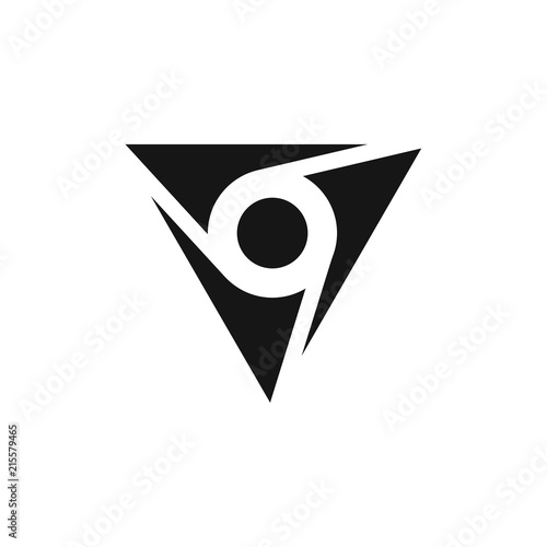 Triangle logo with circle inside. Vector. 