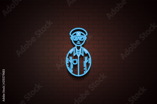 avatar military officer icon in neon style. One of Avatars collection icon can be used for UI/UX photo