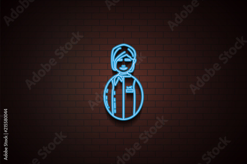 stewardess avatar icon in neon style. One of Avatars collection icon can be used for UI/UX photo