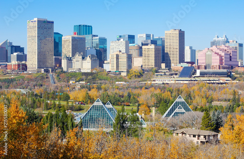 Cityscape of Edmonton, Alberta, Canada, during the autumn season. photo