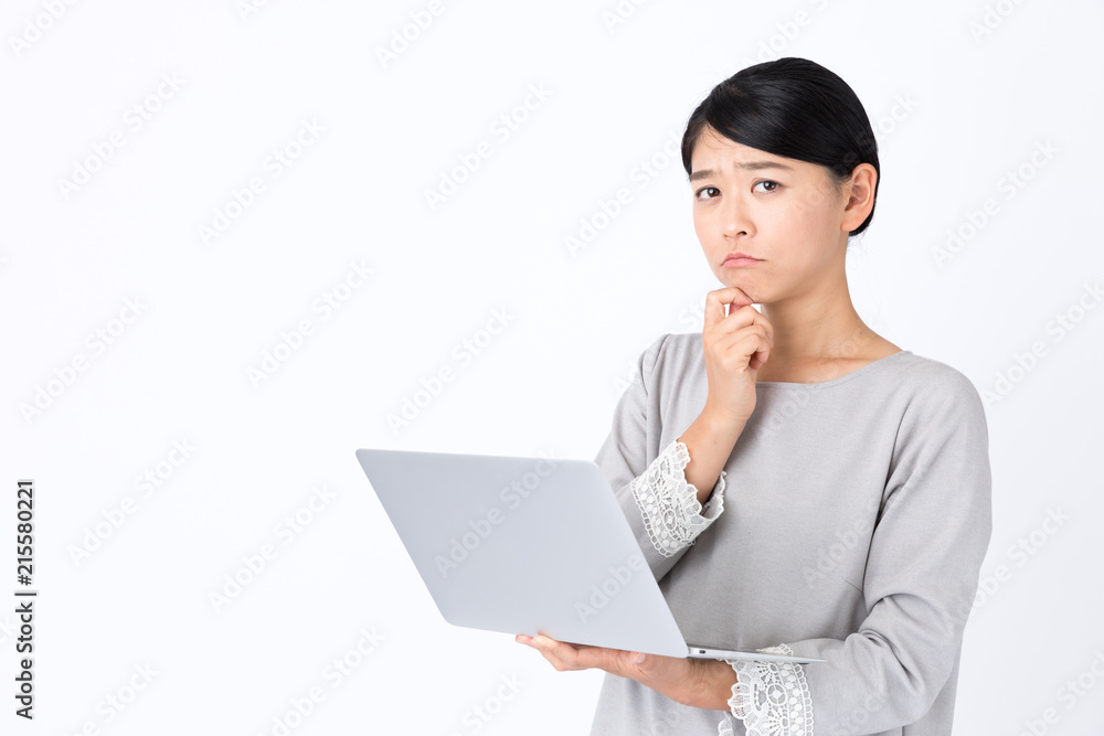portrait of young asian woman on white background portrait of young asian woman on white background