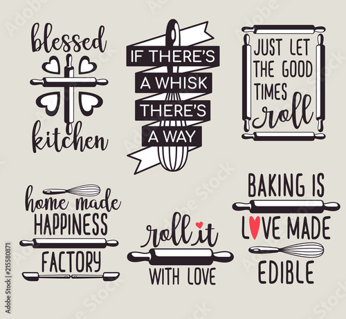 fun cute baking quote printable vector design set