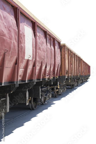 Old rail freight wagons. Isolated on a white background