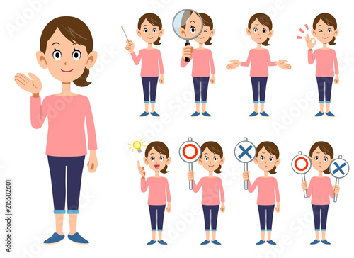 女性の9種類の仕草と表情_全身
