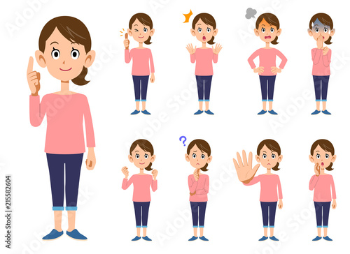女性の9種類の仕草と表情_全身
