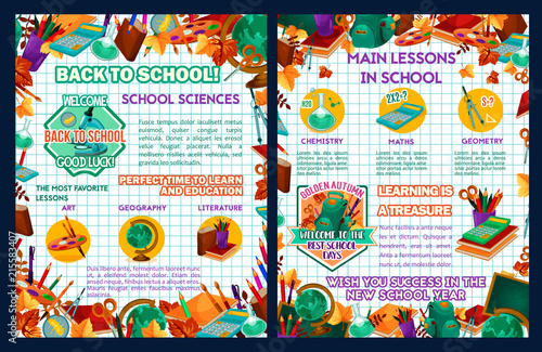 School sciences vector education lesson poster