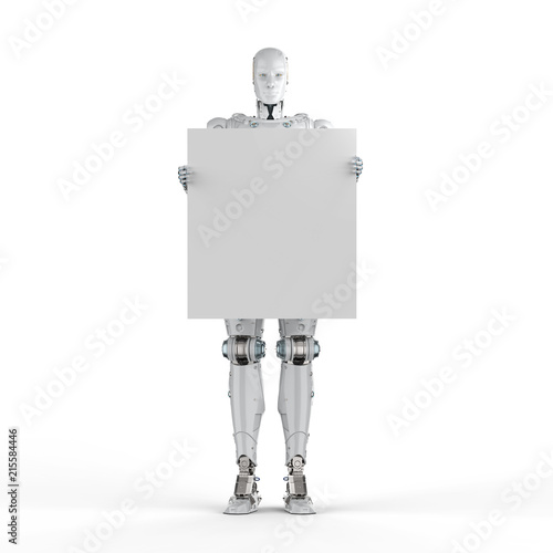 cyborg with empty note