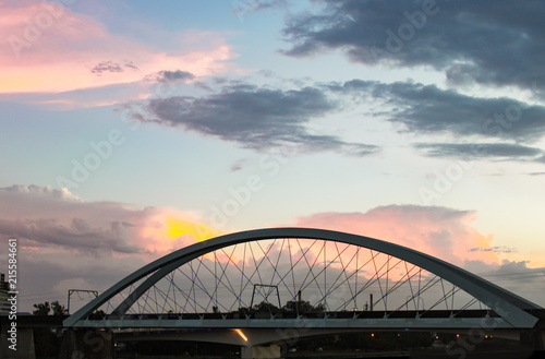 Sunset behind Goodwill Bridge - pedestrian and cyclist bridge that spans the Brisbane River © Susan Vineyard 