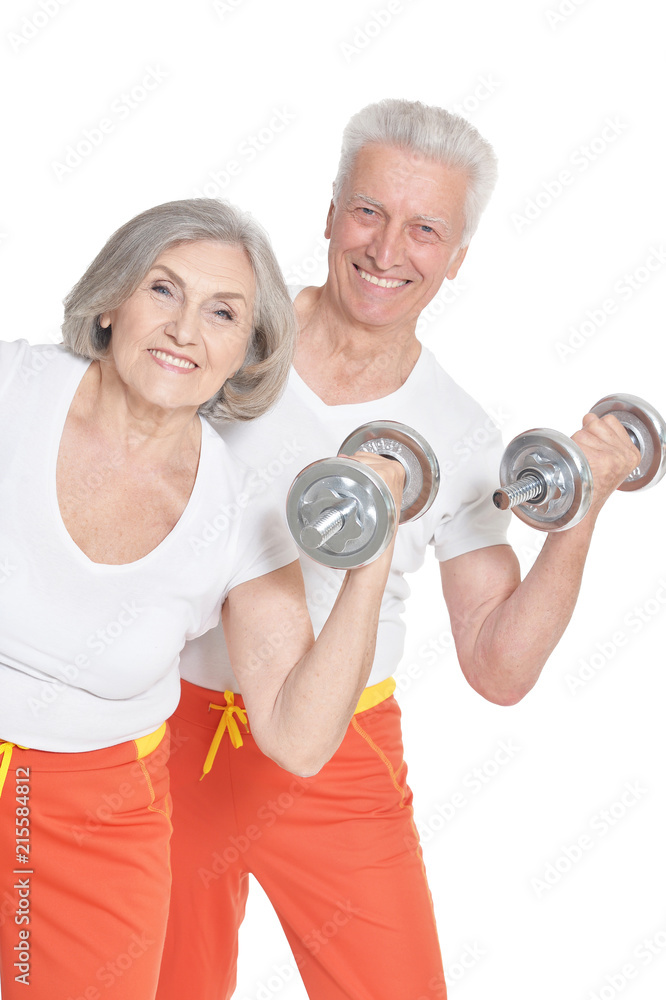 smiling senior couple exercising smiling senior couple exercising