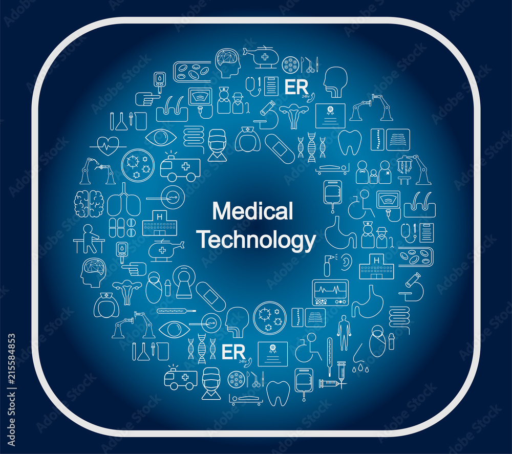 Medical technology concept medical icons in circular shape vector illustration