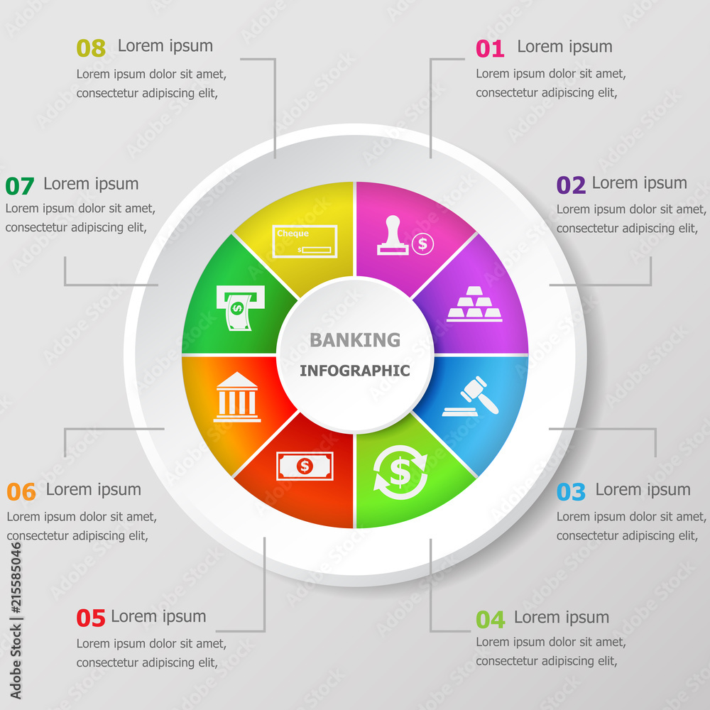 Infographic design template with banking icons Infographic design template with banking icons