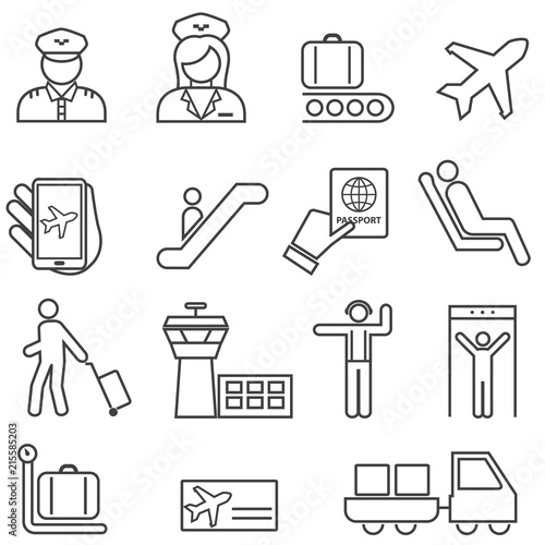 Airport and Aviation Line Icons