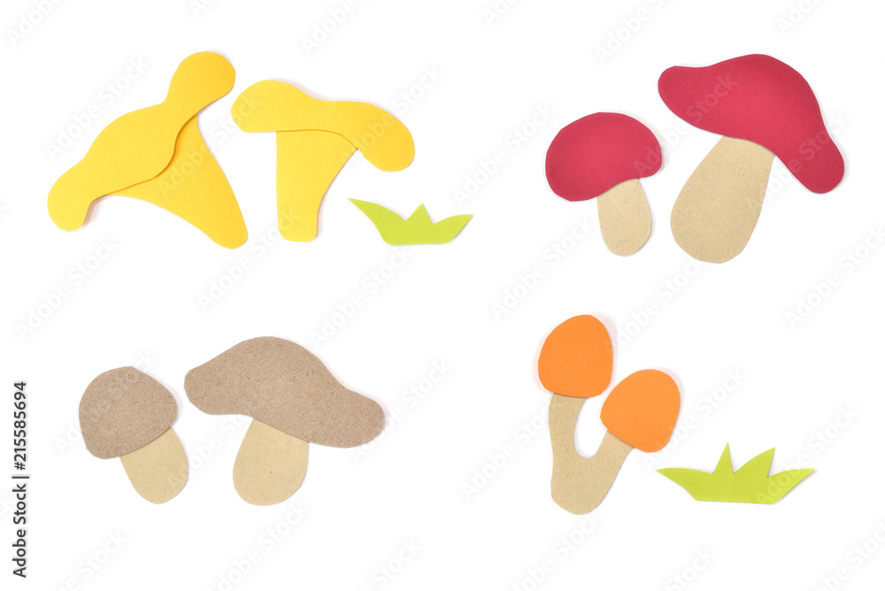 Mushroom paper cut on white background - isolated