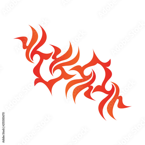 Tribal flame decoration. Simple fire tattoo. Burn decoration.