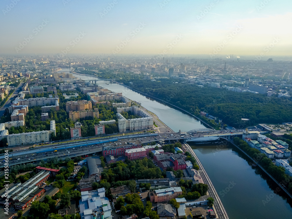Aerial view of city center of Moscow Russia