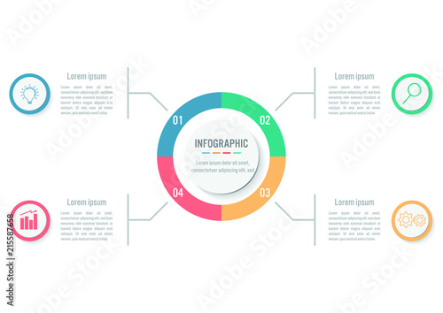 Business infographic circle diagram template with business icon. Vector illustration