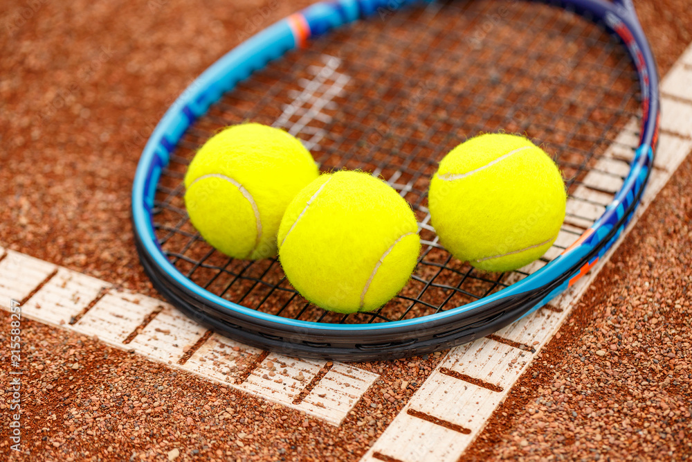 Tennis racket and balls
