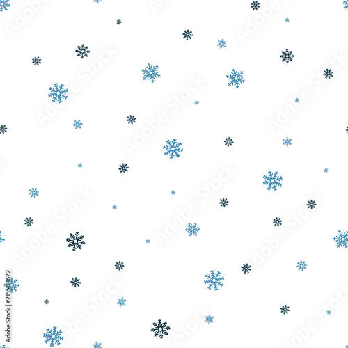 Snowflake seamless pattern. Snow on white background. Abstract wallpaper, wrapping decoration. Symbol winter, Merry Christmas holiday, Happy New Year celebration Vector illustration.