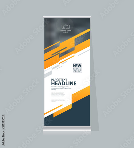abstract roll up and banner display design template for business

