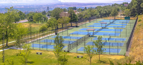 Tennis court in the outskirts of downtown