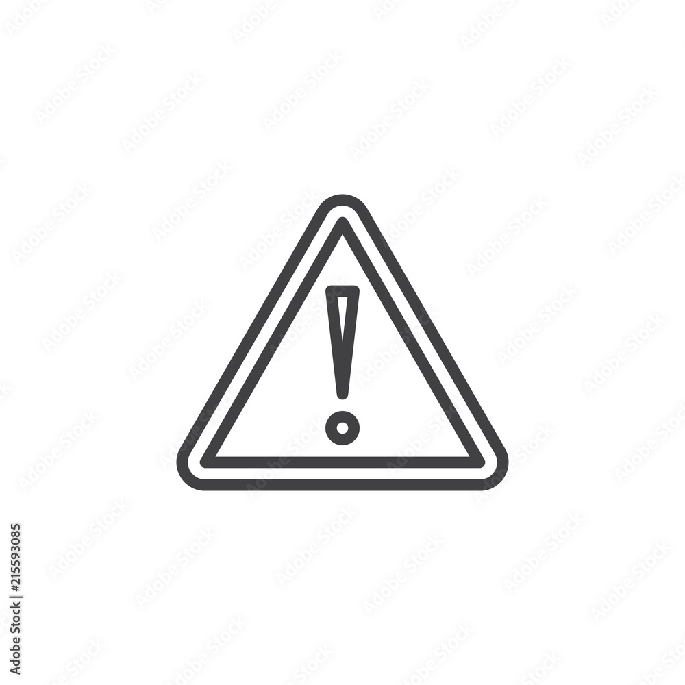 Attention sign with exclamation mark outline icon. linear style sign for mobile concept and web design. Security warning simple line vector icon. Symbol, logo illustration. Pixel perfect vector Attention sign with exclamation mark outline icon. linear style sign for mobile concept and web design. Security warning simple line vector icon. Symbol, logo illustration. Pixel perfect vector
