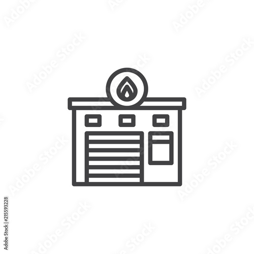 Fire station outline icon. linear style sign for mobile concept and web design. Fire Department building simple line vector icon. Symbol, logo illustration. Pixel perfect vector graphics