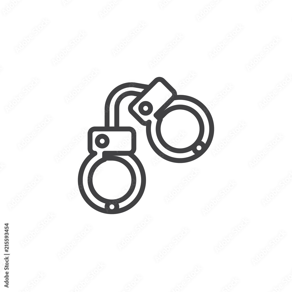 Handcuffs outline icon. linear style sign for mobile concept and web design. Police handcuffs simple line vector icon. Symbol, logo illustration. Pixel perfect vector graphics Handcuffs outline icon. linear style sign for mobile concept and web design. Police handcuffs simple line vector icon. Symbol, logo illustration. Pixel perfect vector graphics