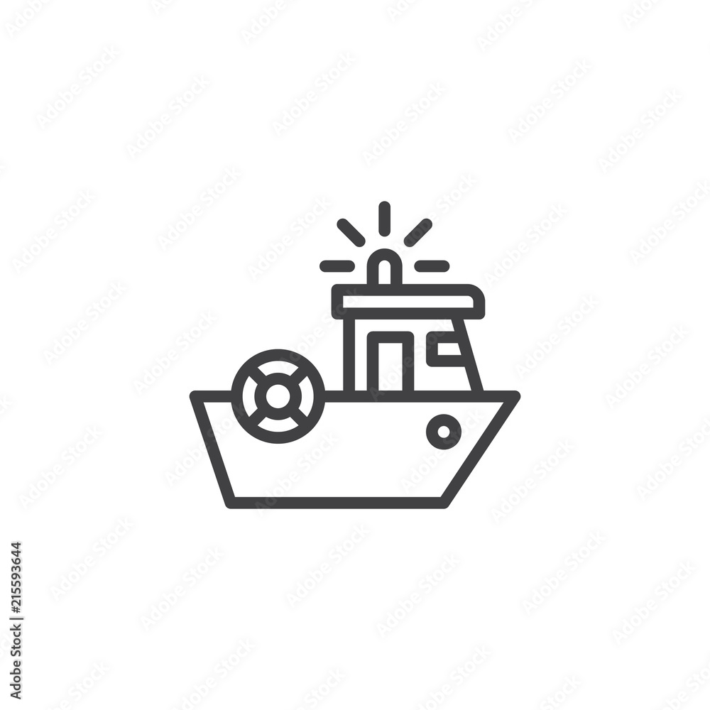 Coast guard outline icon. linear style sign for mobile concept and web design. Coast security ship simple line vector icon. Symbol, logo illustration. Pixel perfect vector graphics
