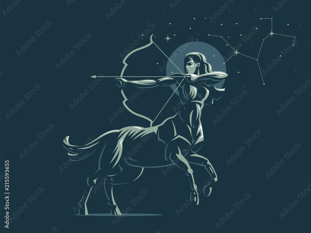 Fototapeta premium Sign of the zodiac Sagittarius. The constellation of Sagittarius. Vector illustration.
