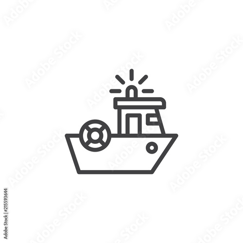 Coast guard outline icon. linear style sign for mobile concept and web design. Coast security ship simple line vector icon. Symbol, logo illustration. Pixel perfect vector graphics © alekseyvanin